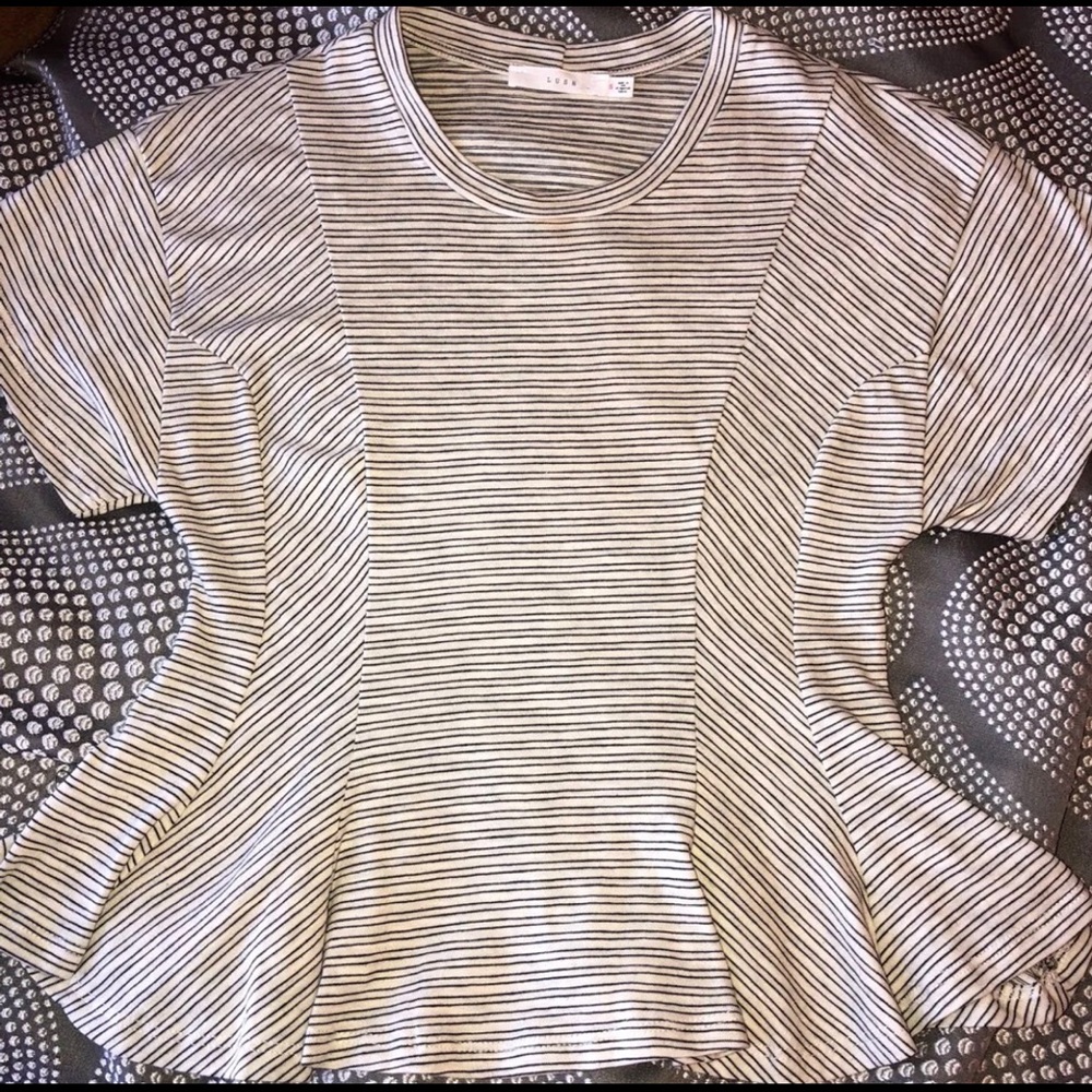 Francescas White Striped Peplum Top